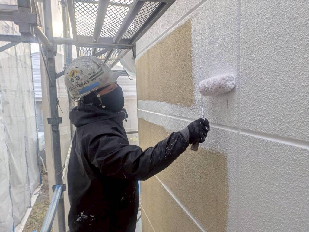 苫小牧市のぞみ町 のぞみの詩 外壁 下塗り