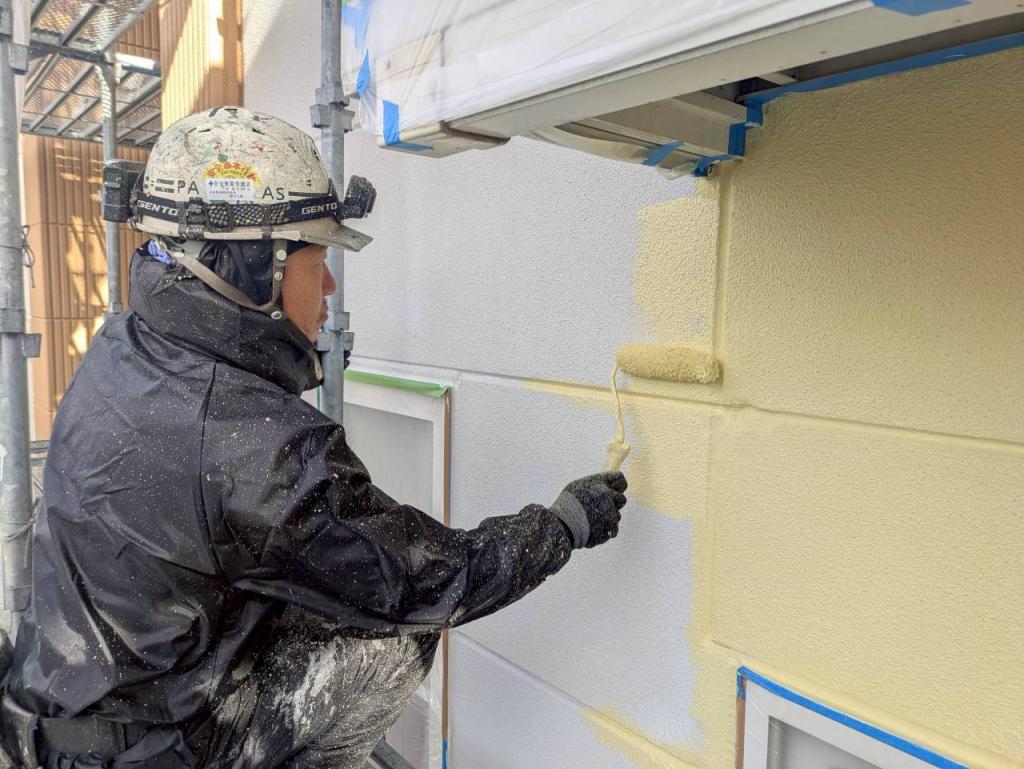 苫小牧市のぞみ町 のぞみの詩 外壁 中塗り